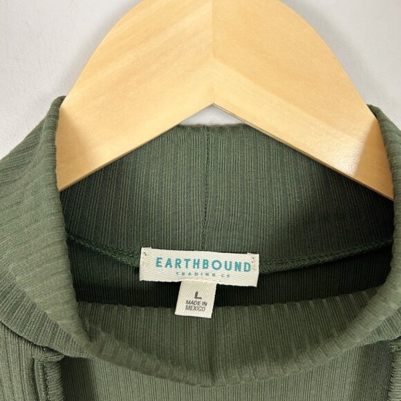 Earthbound Olive Green Ribbed Maxi Dress Keyhole Neck Size Large Women's - Picture 4 of 4